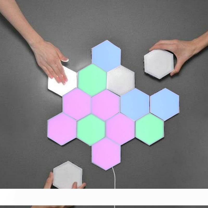 Touch-sensitive colorful LED honeycomb wall lamp for bedroom, living room, stairs, or loft DIY decor night light
