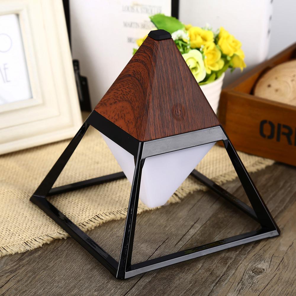 Touch-sensitive lamp with creative pyramid design for charging and night light, customizable as a gift