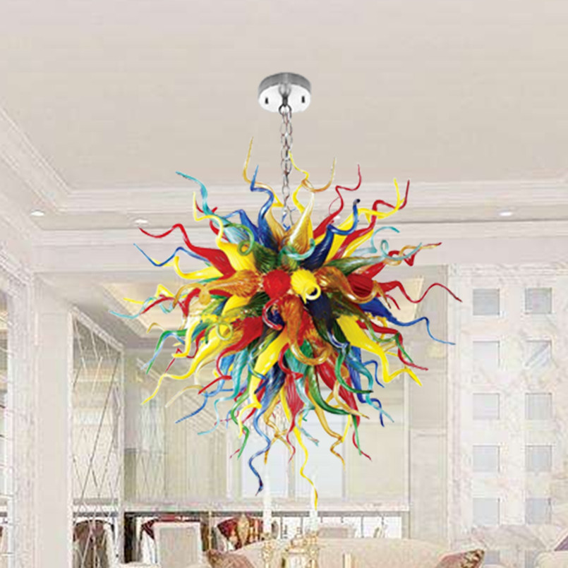 Traditional Art Chandeliers Lamp Multicolor Custom Hand Blown Glass Chandelier LED Hanging Pendant Lighting for Bedroom Home Decor