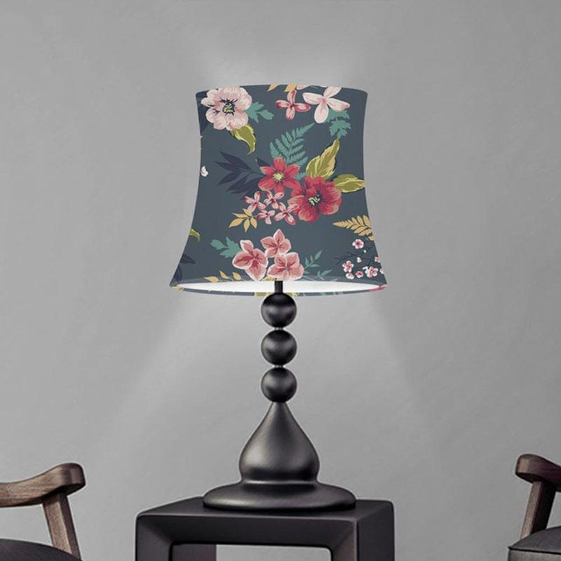 Tropical plant print cylinder lampshade, washable for wall or bedside modern mini table