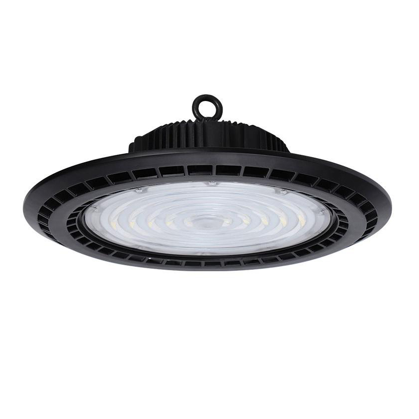UFO high bay LED ceiling lights for industrial warehouses and workshops in 100W, 150W, and 200W options