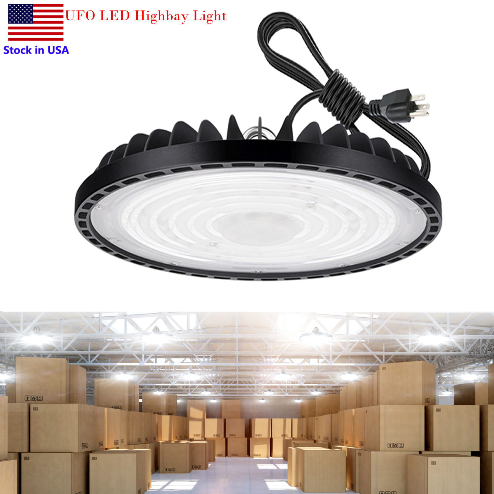 UFO LED High Bay Lights in 200W, 300W, and 400W for industrial, warehouse, garage, and gym lighting