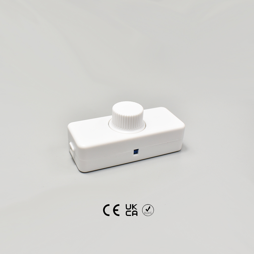 UK Movable LED Cord Dimmer with Rotary Switch for 3W-100W LED Lamps and Lights