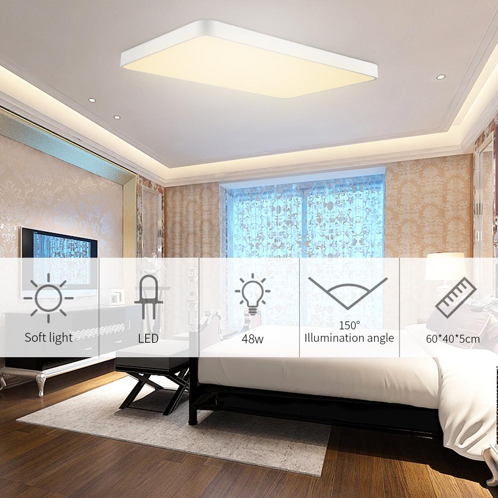 Ultra-slim rectangular LED ceiling light for modern Nordic-style living rooms, bedrooms, and dining areas with soft night lighting