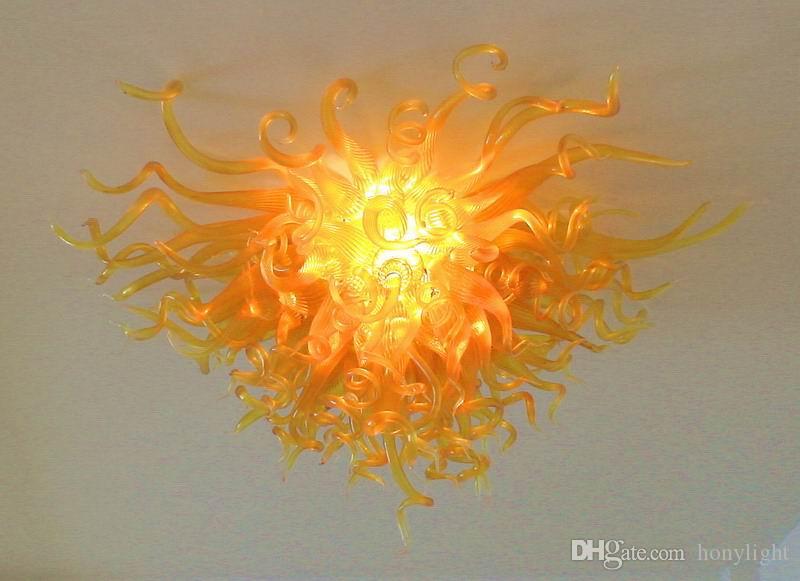 Unique Gold LED Ceiling Light with Handcrafted Glass Design for High Mounting, 110-240V AC