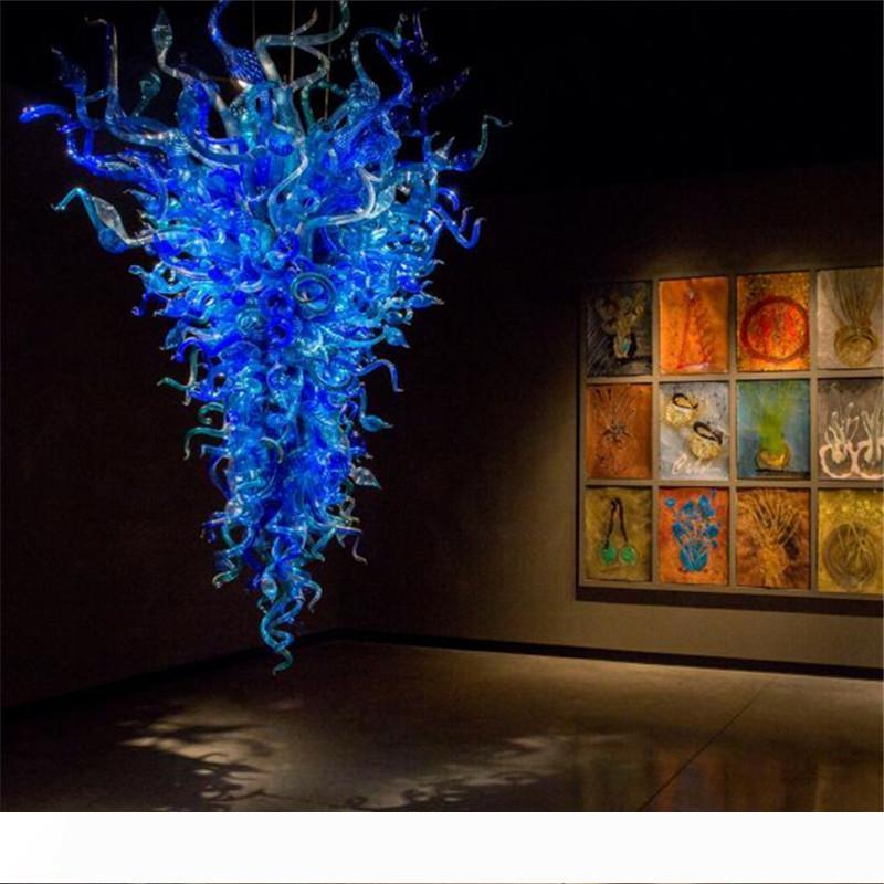 Unique LED blue chandeliers for elegant hotel lobbies and corridors