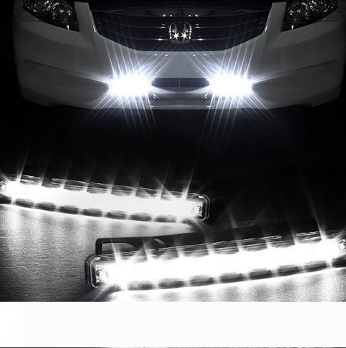 Universal waterproof white 12V 8-LED DRL daytime running lights kit for all-weather fog lamps