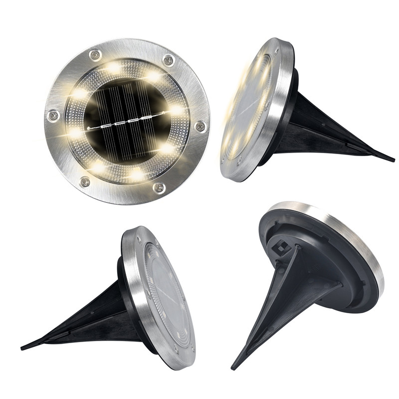 Upgraded solar-powered LED lawn lights for outdoor garden and pathway illumination, waterproof design, set of 2 round landscape lamps