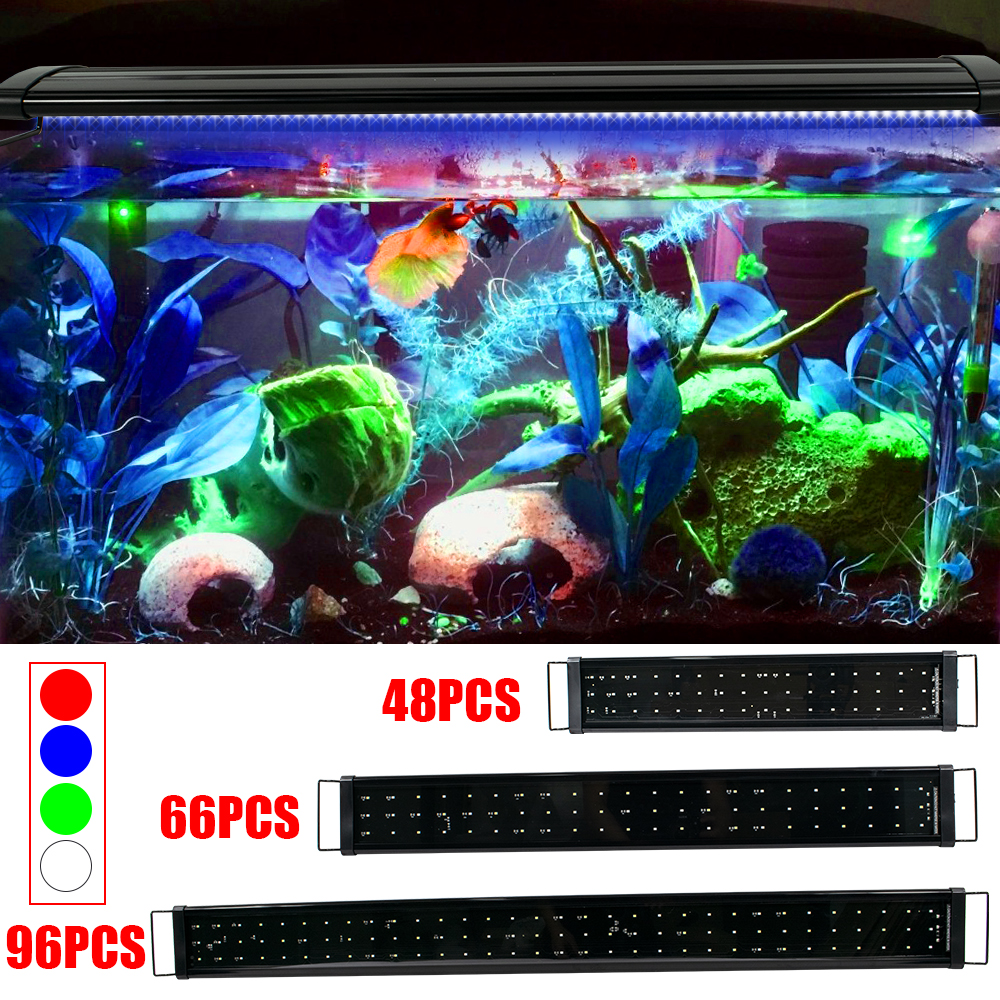 US 18W 66LED full-spectrum aquarium light featuring aluminum alloy shell and adjustable brackets with external controller for freshwater tanks