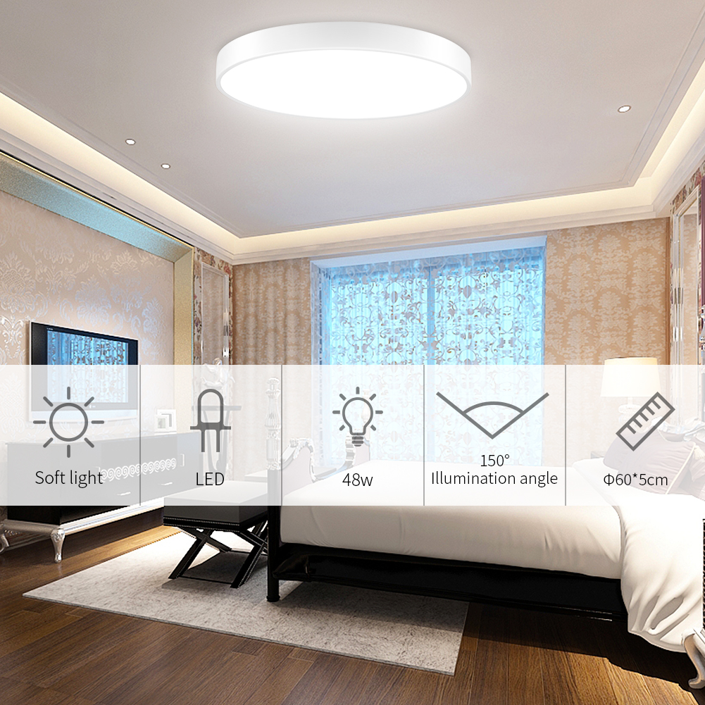 US stock LED white round ceiling lamp with waterproof IP44 protection for living rooms, bathrooms, and baby rooms in warm white light