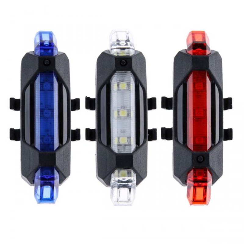 USB rechargeable bike taillight with 5 bright LEDs for cycling safety