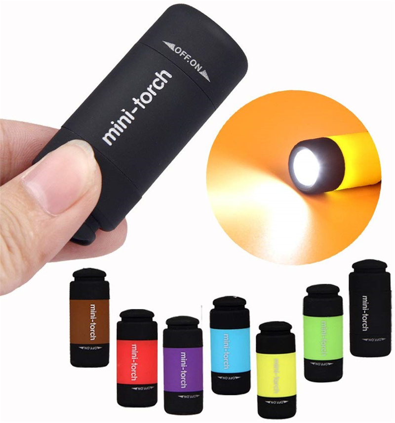 USB rechargeable mini LED keychain flashlight, waterproof and portable in assorted colors