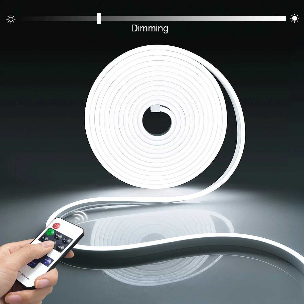 USB-powered dimmable LED neon strip with RF remote for kitchen and room backlight decoration