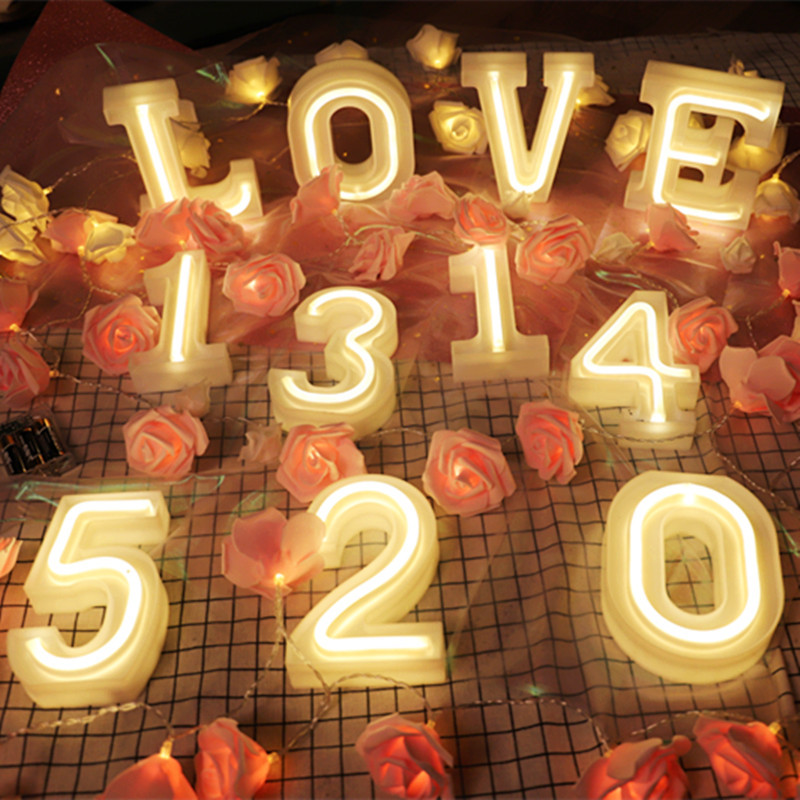 USB-powered LED alphabet night light for home, club, wall decor, parties, weddings, birthdays, and Valentine's gifts