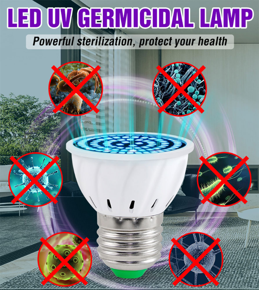 UV Disinfection Lamp  
LED UVC Germicidal Bulb  
E27 E14 MR16 GU10 B22 LED Sterilizer Lamp  
Ultraviolet Light  
UV Germicidal Lamp  
UV Sanitizer