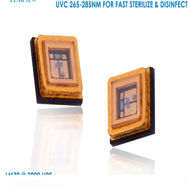 UVC LED diode in 3535 package with 265nm, 275nm, 285nm wavelengths for air and water sterilization, offering 10-15mW power and long lifespan