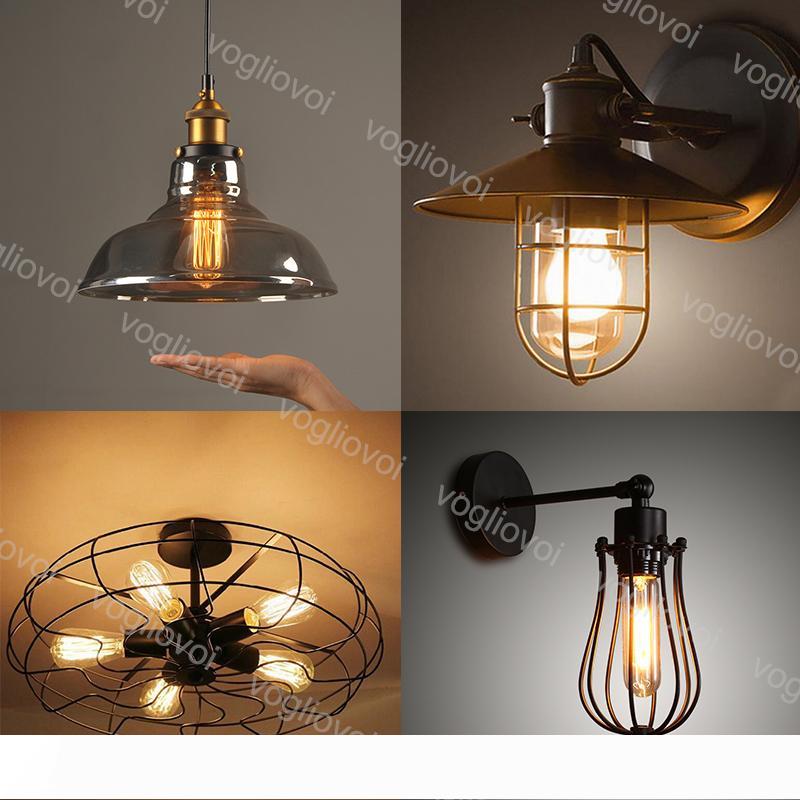 Vintage industrial pendant light with Edison bulb for loft-style ceiling fixtures, available in 110V and 220V options