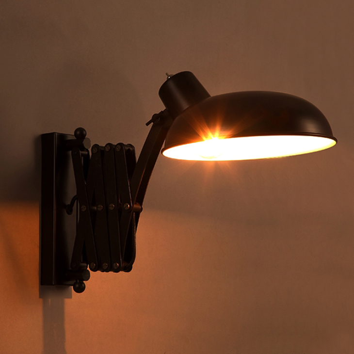 Vintage industrial-style adjustable wall lamp for dining rooms, bedrooms, and studies with an elongated design