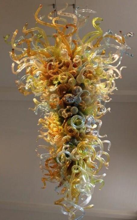 Vintage Murano glass chandelier with handcrafted blown glass and LED lighting, featuring an antique chain pendant design