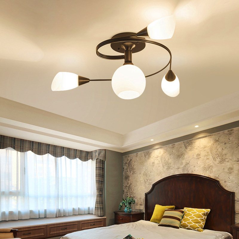 Vintage wrought iron ceiling lamps with multiple rods for home lighting, compatible with E27 LED bulbs and AC 85-265V