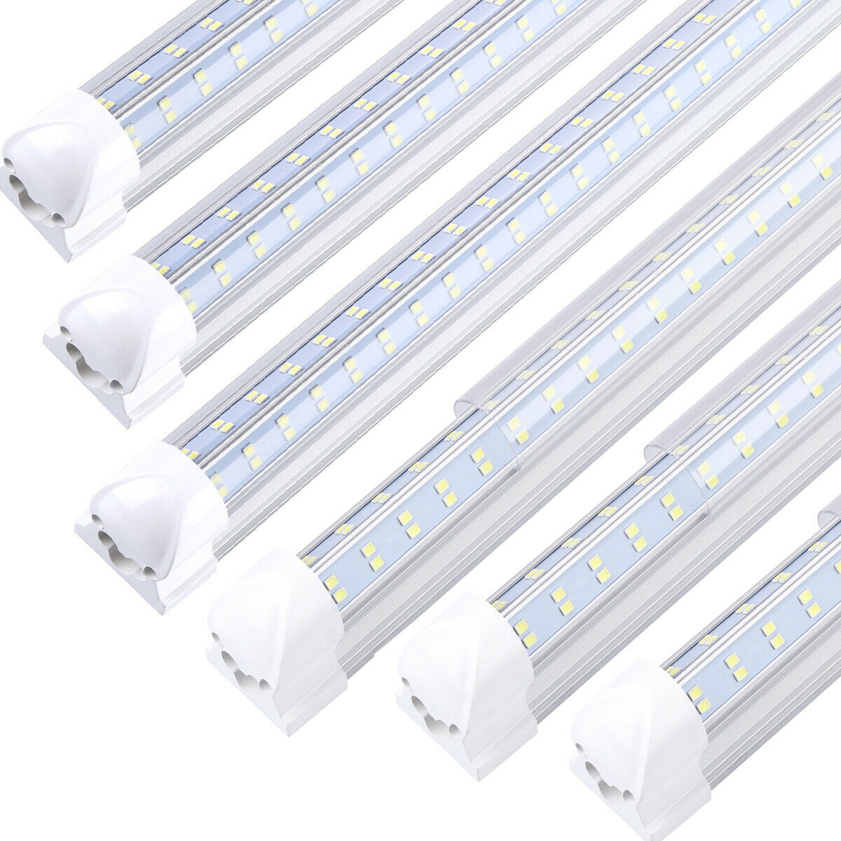 V-Shaped 4ft 60W LED cooler door bulbs, 6000K cold white, T8 integrated shop lights with SMD2835 double row tubes for 85-277V AC
