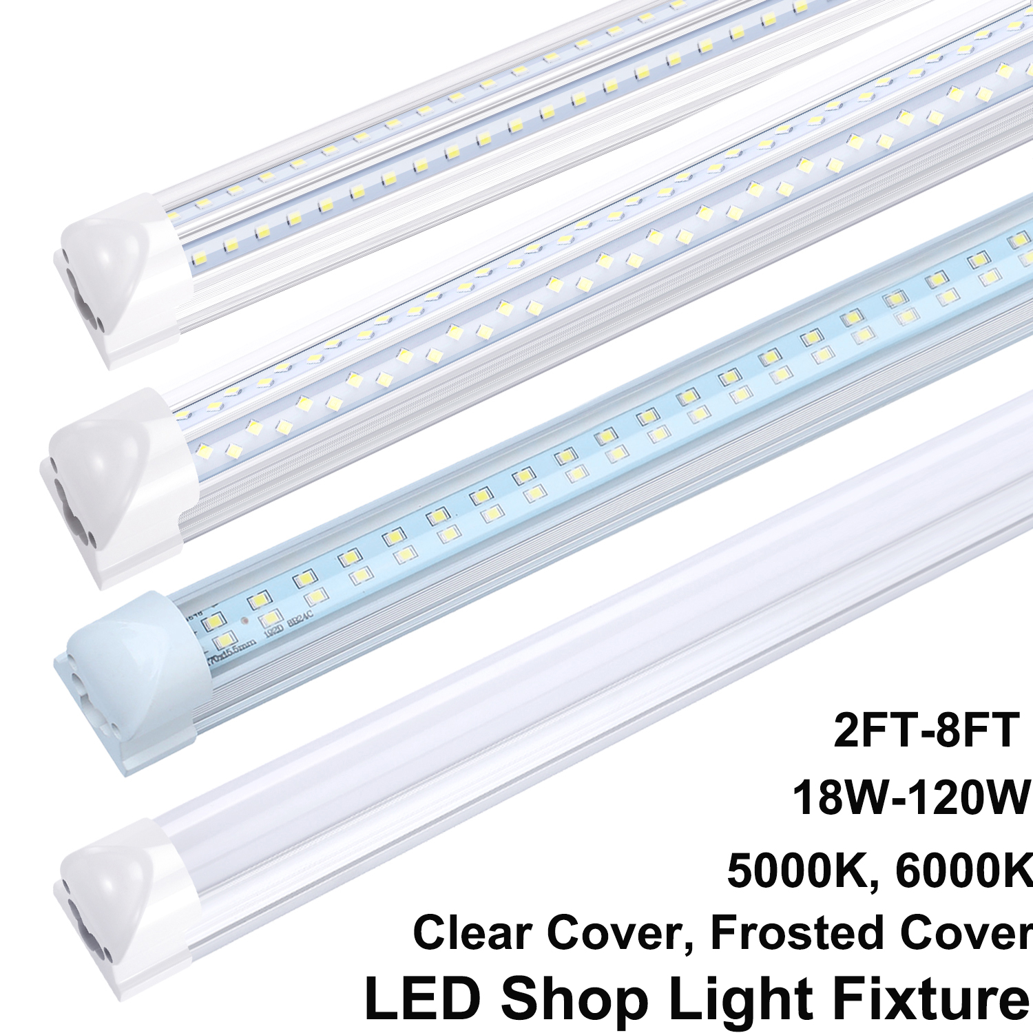 V-Shaped Linkable LED Shop Light in 2-8ft Sizes, 120W Fluorescent Replacement for Warehouse and Garage Spaces