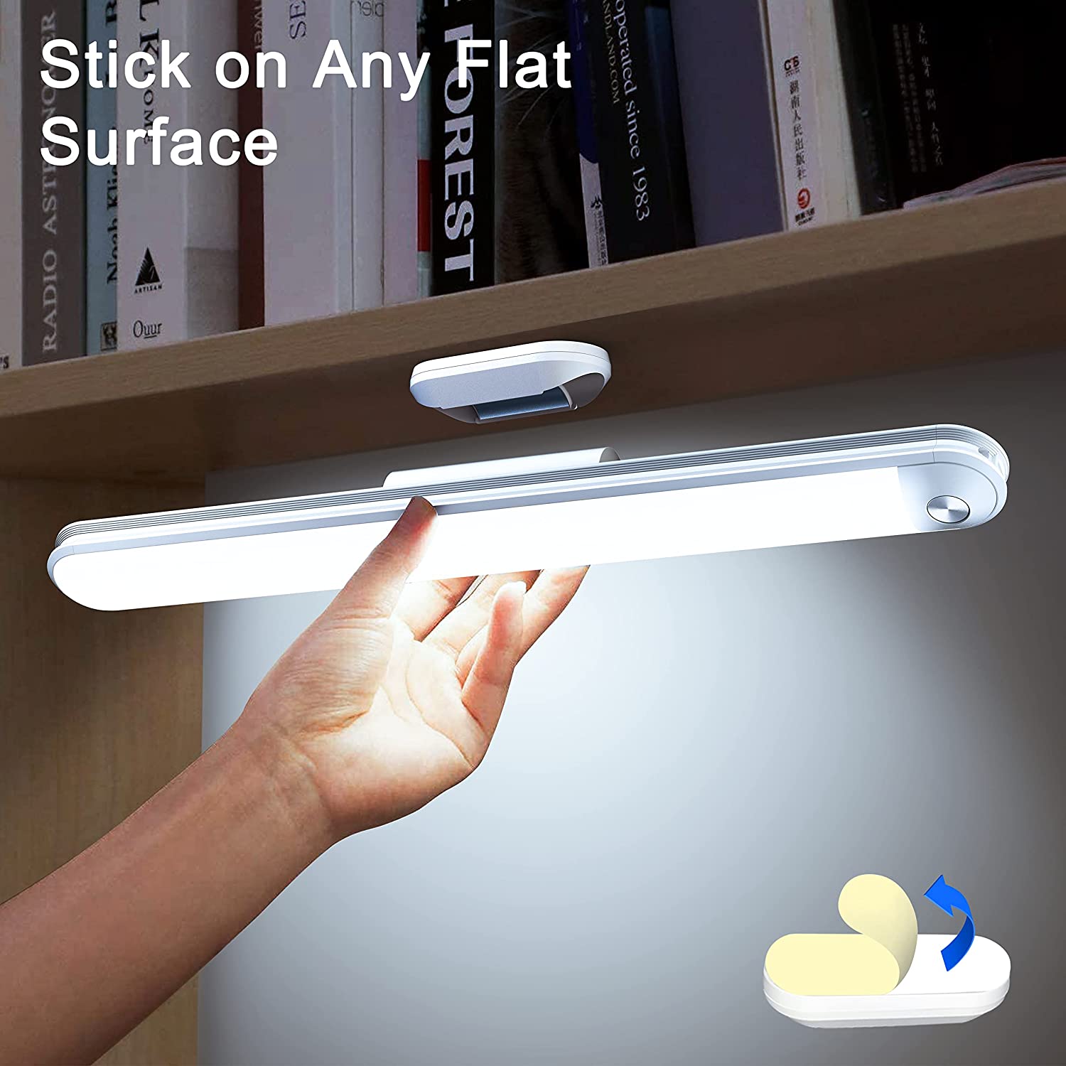 Wall-mounted reading light bar for kids' bunk beds, headboard, bedroom, makeup area, under cabinet, or closet - wireless, dimmable, rechargeable night lamp