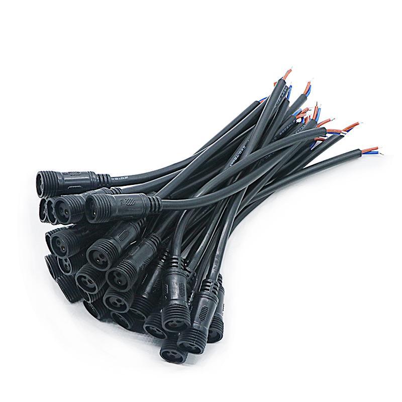 Waterproof 2-5 pin LED strip connectors with 40cm cables, IP66 rated male and female plugs featuring 0.5mm contacts