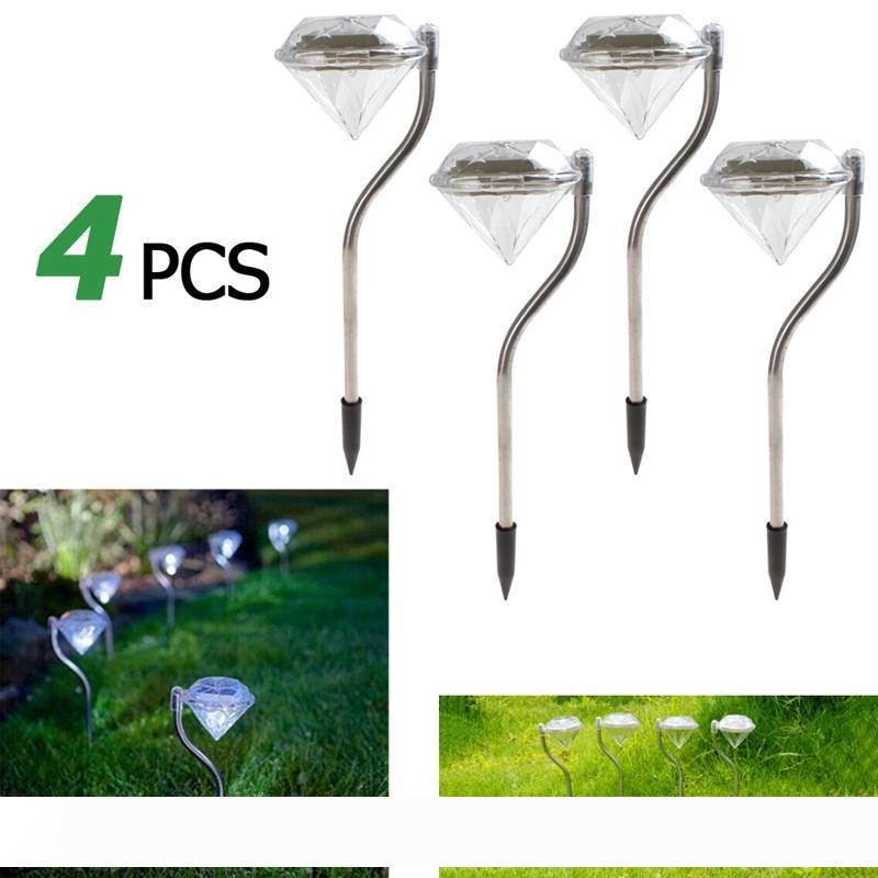Waterproof outdoor solar-powered LED lawn lights for garden decoration, featuring diamond-shaped designs