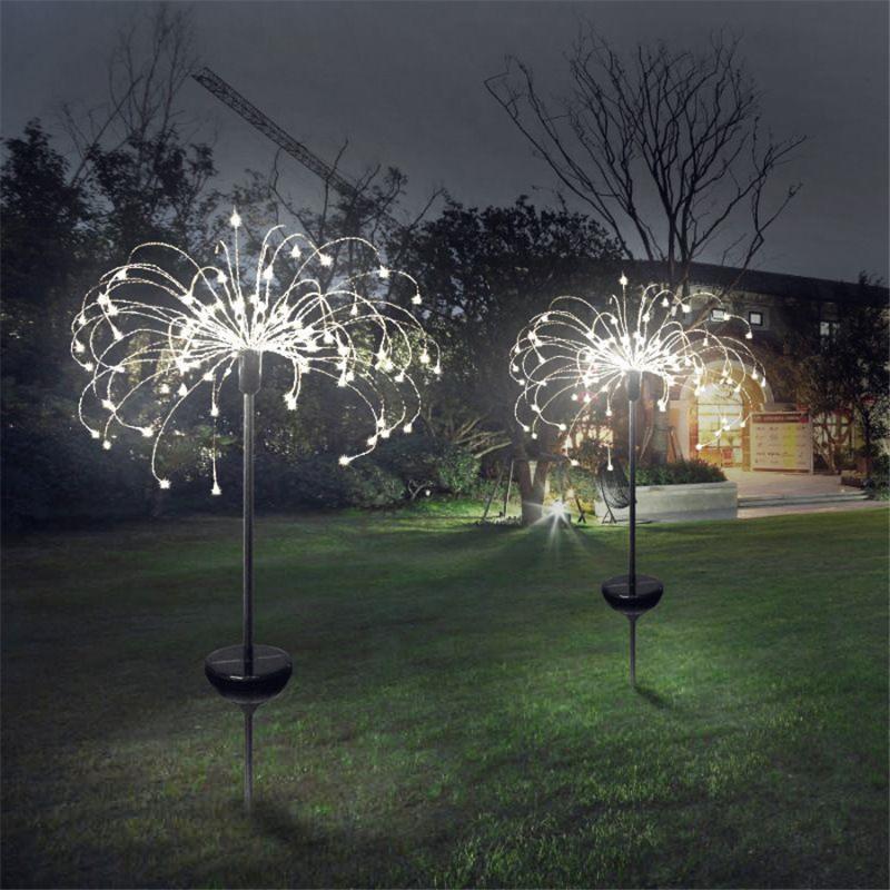 Waterproof solar LED lawn lamps shaped like fireworks for outdoor garden and landscape dandelion decor with fairy flash lights, ideal for Christmas