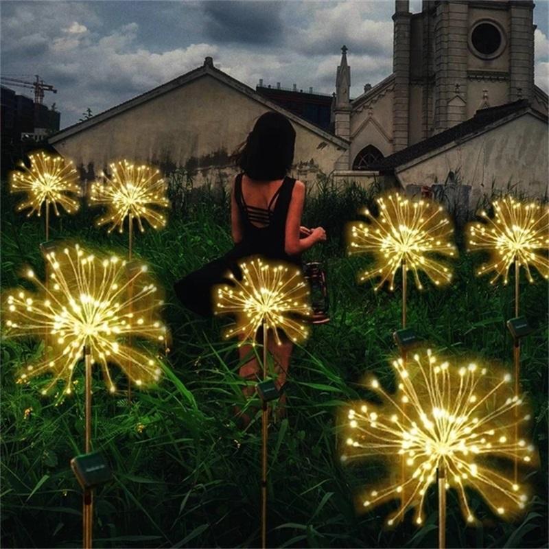 Waterproof solar-powered lawn lamps with 90/120/150 LED string lights for DIY garden and holiday decoration