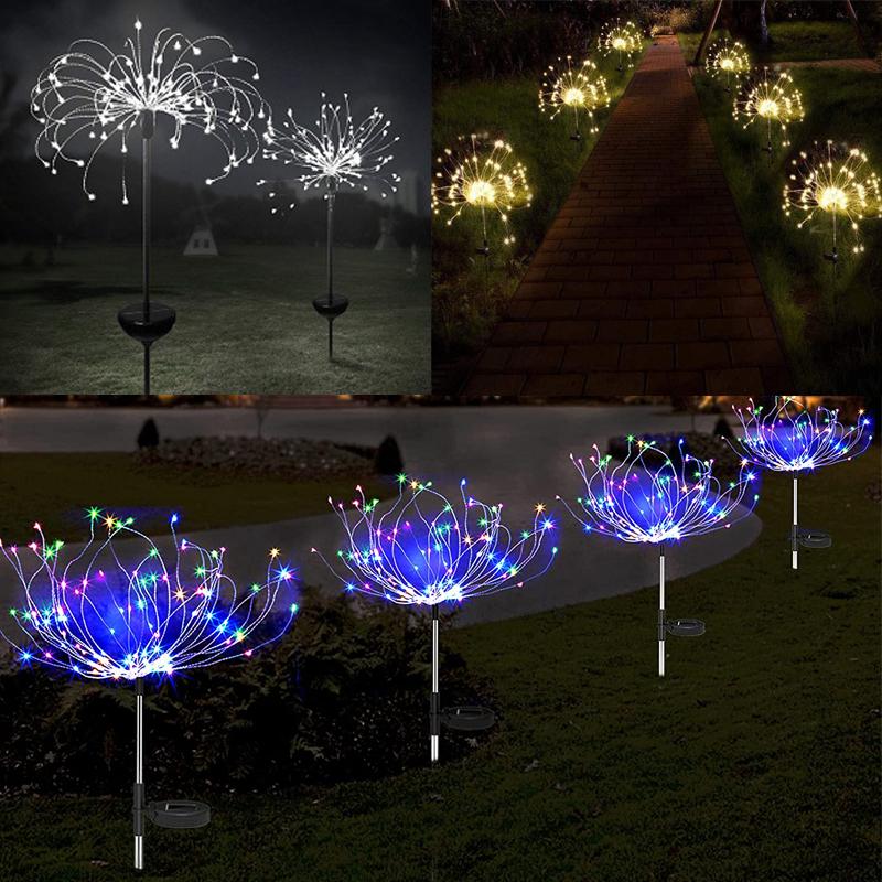 Waterproof solar-powered lawn lamps with starburst designs for outdoor garden, patio, backyard, and event decorations