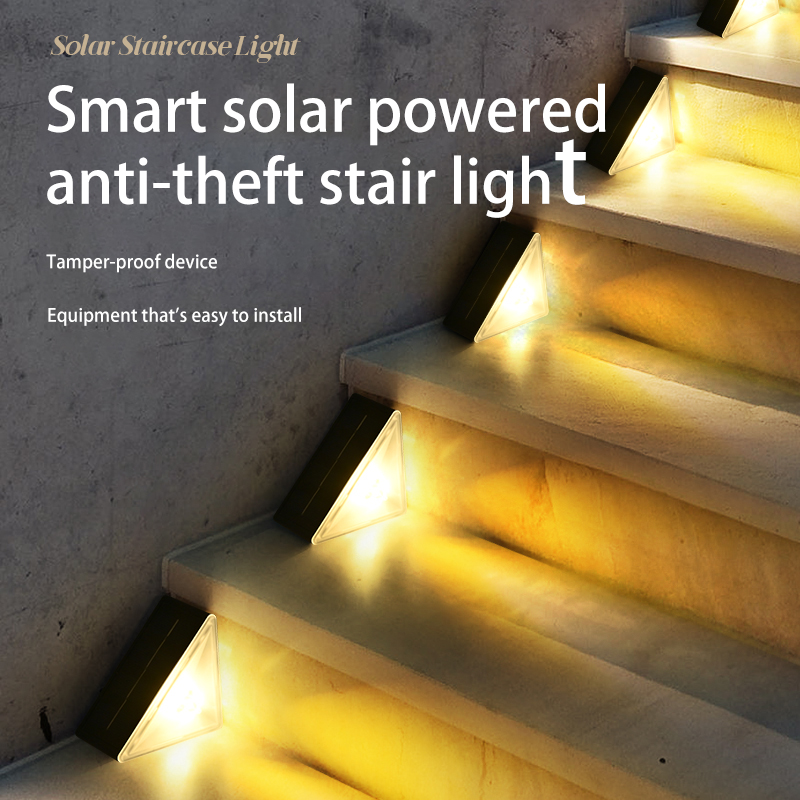 Waterproof solar-powered LED step lights for outdoor walkways and courtyards