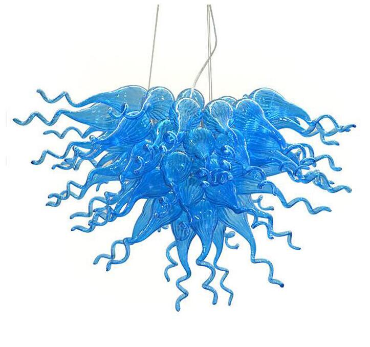 Wedding Decor Blue Glass Murano Chandelier Lamp LED Light 2 Years Warranty Living Room Dining Room Hand Blown Glass Chandelier