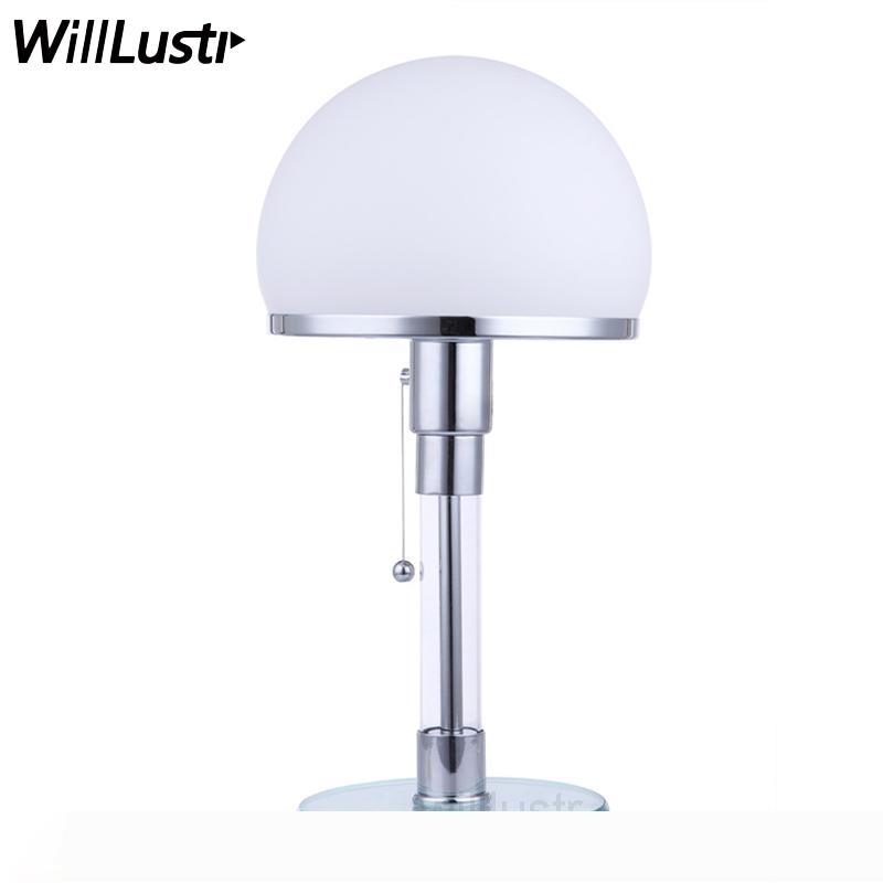 WG24 Bauhaus table lamp by Wilhelm Wagenfeld - modern glass and stainless steel desk light for bedroom, study or hotel
