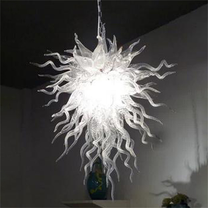 White antique-style hanging pendant lights and modern glass chandeliers for living rooms, bedrooms, and bars in Italian design