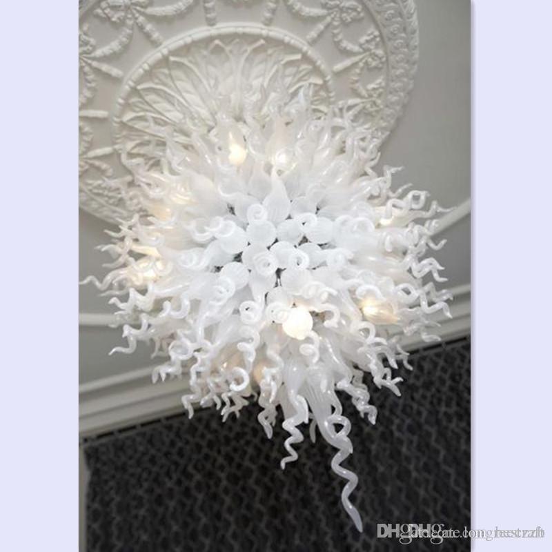 white beige wedding table decor with Murano glass chandelier lighting featuring LED bulbs, crafted in China