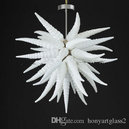 White blown glass chandelier for bedroom decor in modern Italian style
