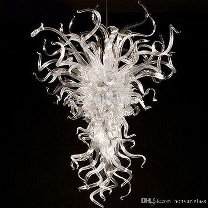 White Clear Europe Style Murano Blown Glass Chandeliers Pendant Hanging Lamp for Bedroom Kitchen Decor
