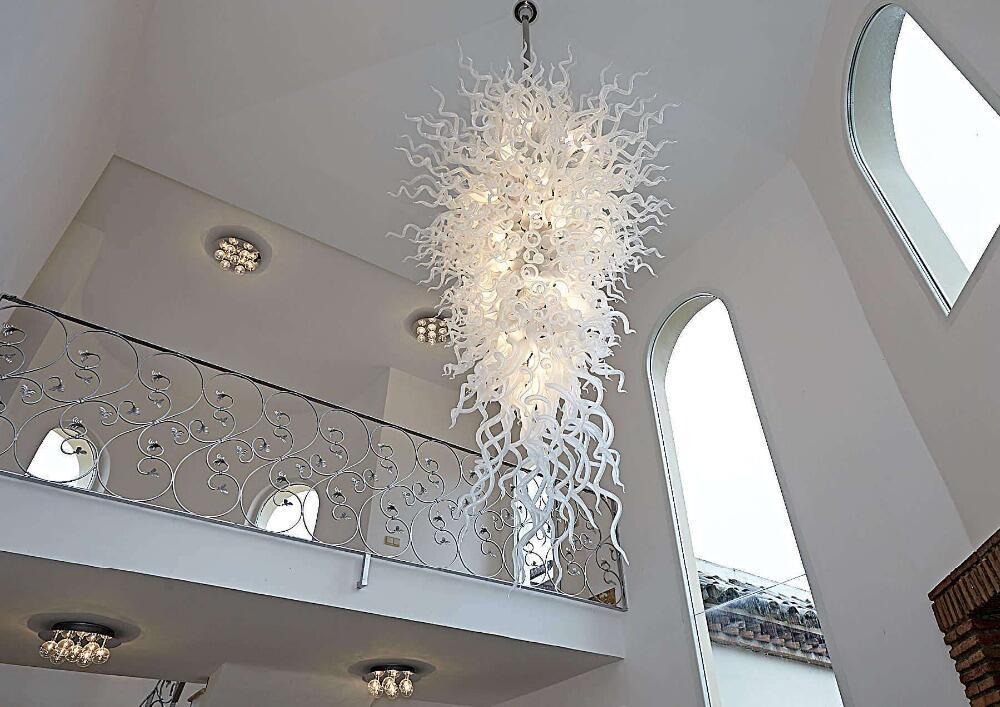 White elegant Murano blown glass chandelier for bedroom decor, affordable lighting fixtures from China