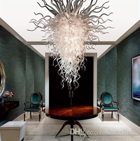 White glass LED chandelier for stylish home decor in living rooms, featuring elegant hanging pendant lights with glass shades