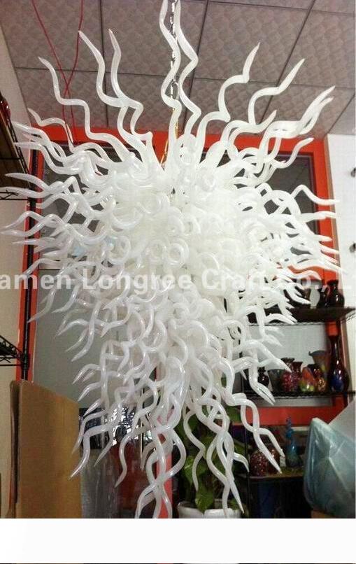 White handmade blown glass pendant lamps for modern living room decor with crystal LED chandelier and chain suspension