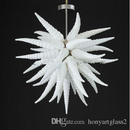 White Italian Murano glass chandelier lamps for elegant bedroom decor
