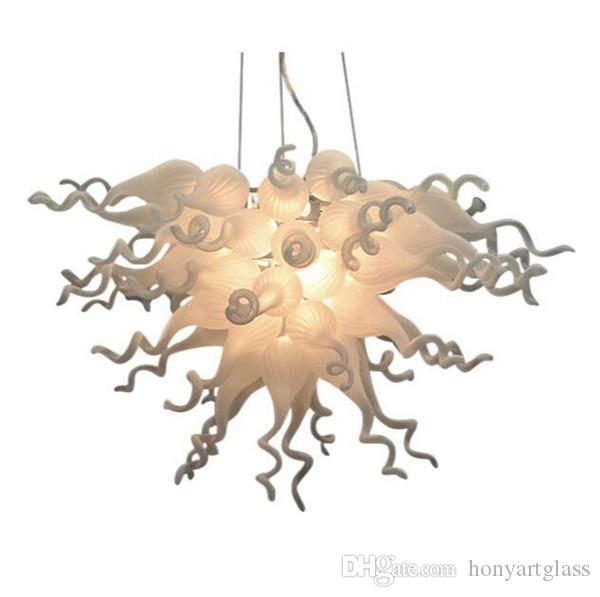 White modern handcrafted Murano glass chandelier lamps in milky white, perfect for urban tabletop d¨¦cor