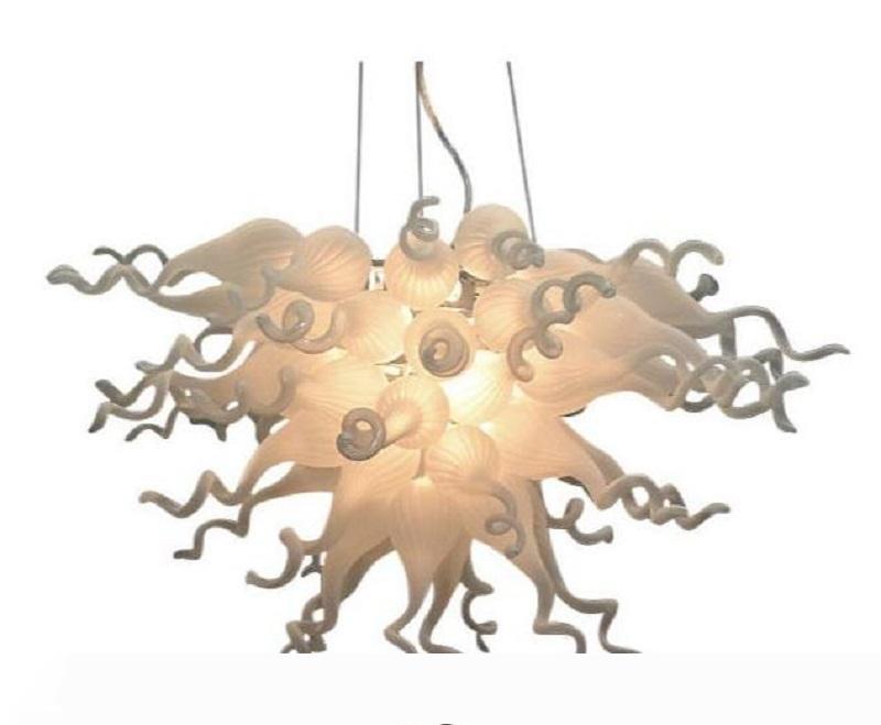 White modern Murano glass chandelier lamps in milky white, perfect for urban tabletop decor
