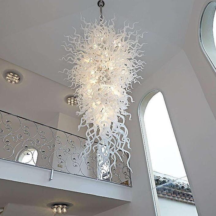 White Murano blown glass chandelier for elegant bedroom decor