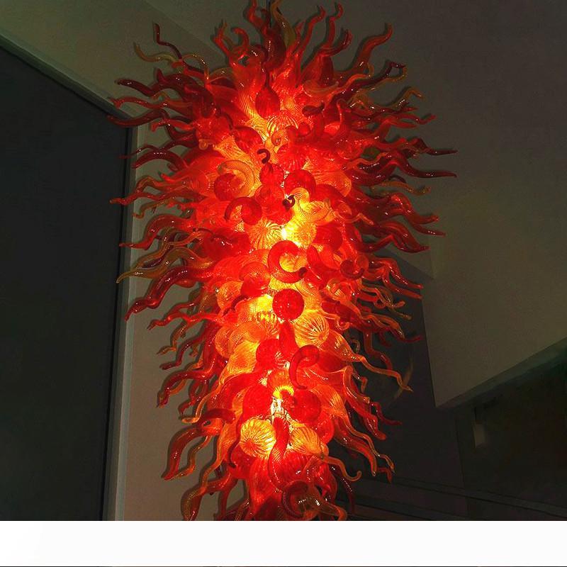 Wholesale 60-inch LED Murano Glass Chandelier - Modern Handcrafted Pendant Lamp with Red Glass Accents