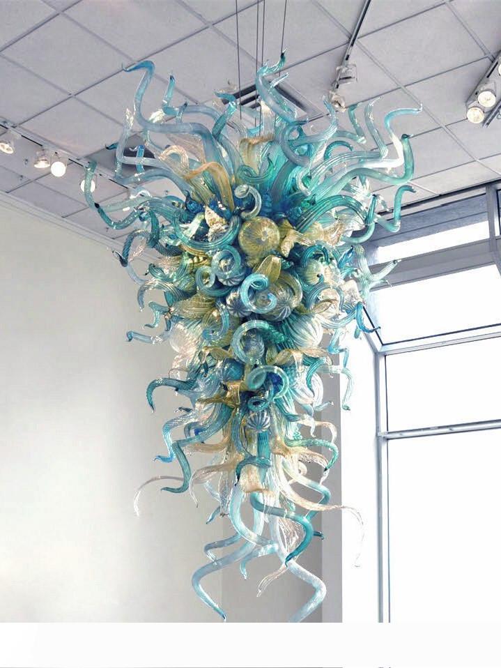 Wholesale 72-inch Large Multi-Green Murano Glass Chandelier for Living Spaces