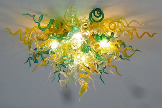 Wholesale Lamps Green and Yellow Chandeliers Ceiling Lights LED Light Hand Blown Murano Glass Italian Style Chandelier