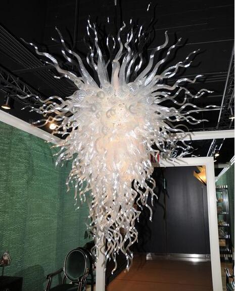 Wholesale modern white LED chandeliers featuring handcrafted blown glass designs for hotel decorative lighting